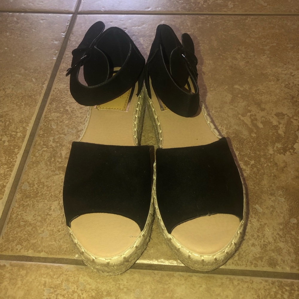 Black “suede” platform espadrilles